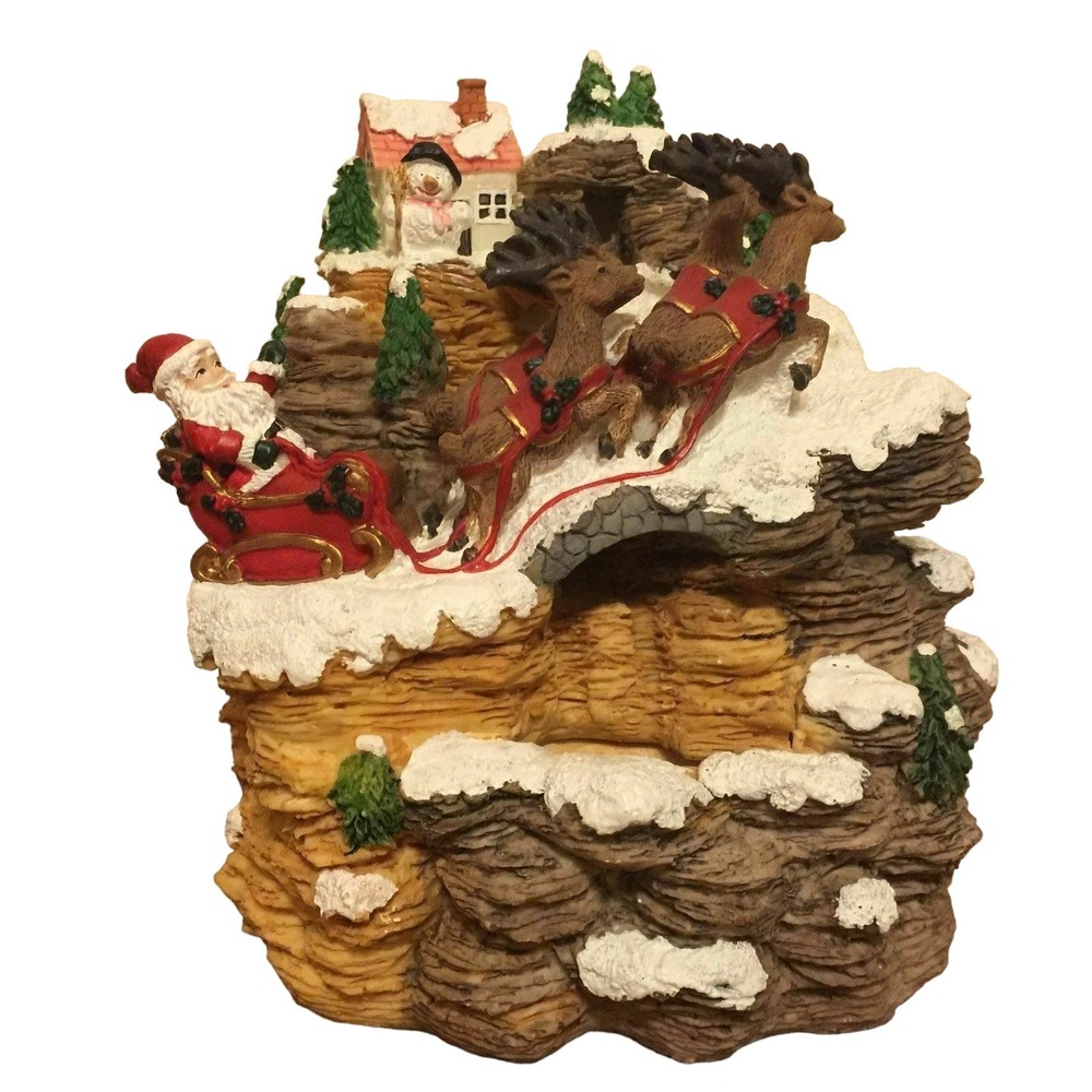 1998 Heritage Mint Ltd Santa in Sleigh Figurine Music Box 8 Christmas Songs